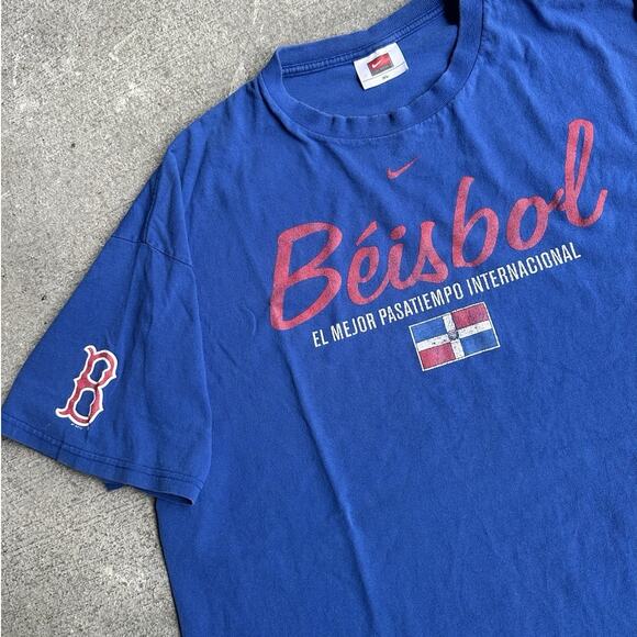Vintage Y2K Nike Red Sox David Ortiz Beisbol MLB Shirt Men's XL Blue Dominican - Picture 2 of 4